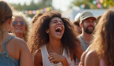 Thumbnail of a community festival highlight reel, showing diverse people celebrating together