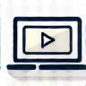 Icon representing video file delivery on a digital device